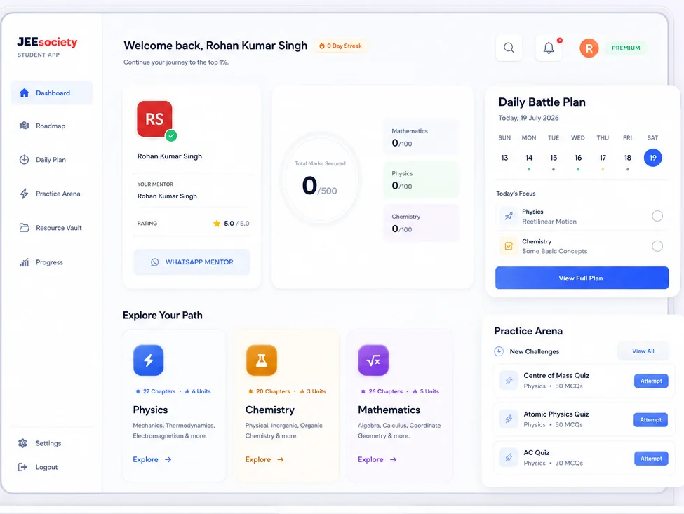 JEEsociety dashboard